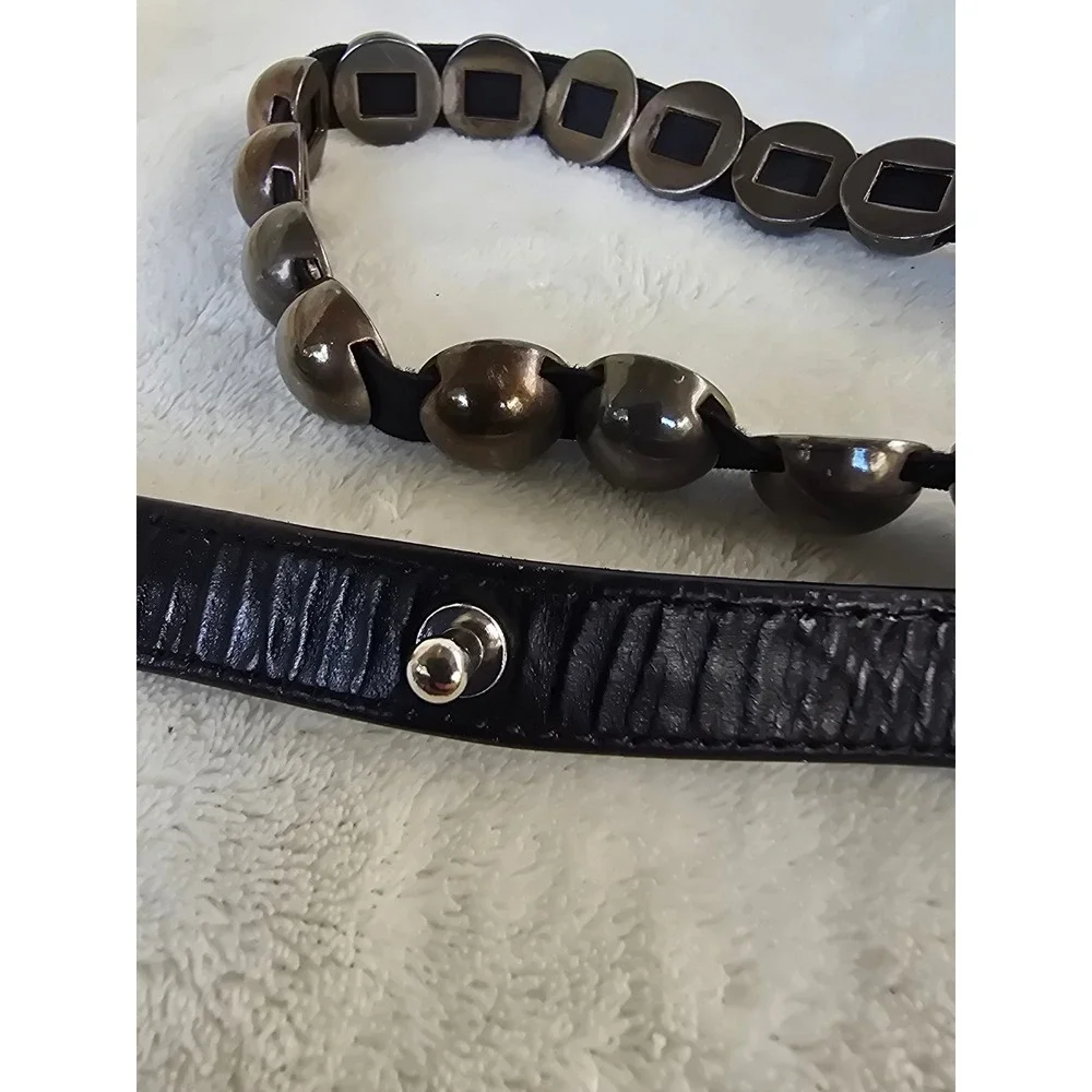 Unbranded Gunmetal Domed Stud Black Leather Statement Belt Edgy Punk Style